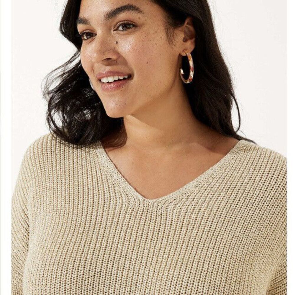 LOFT Plus Tie Back Double V Sweater Size 16/18 Plus New - Picture 4 of 4